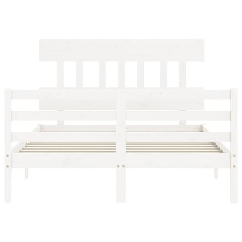 Sengeramme med sengegavl 140x190 cm massivt træ hvid