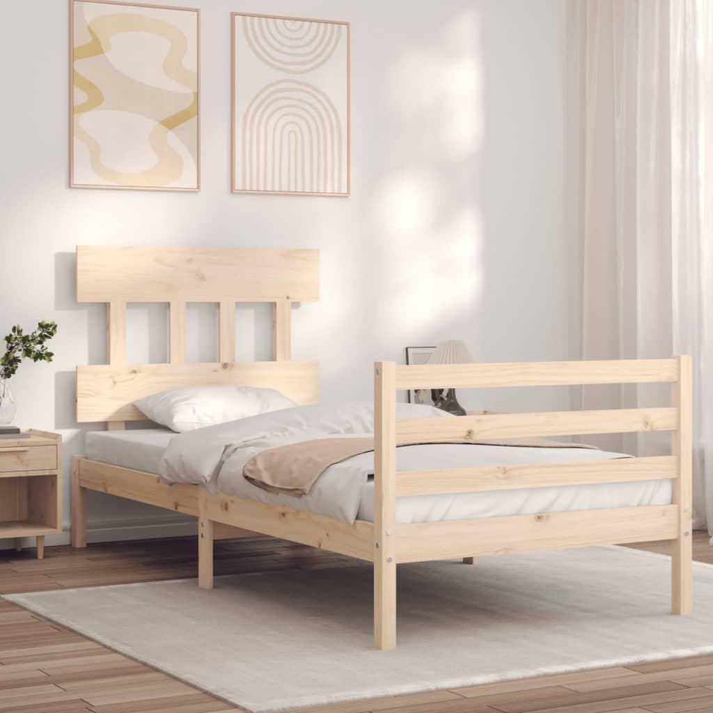 Sengeramme med sengegavl 100x200 cm massivt træ
