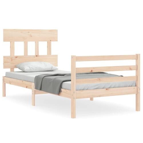 Sengeramme med sengegavl 100x200 cm massivt træ