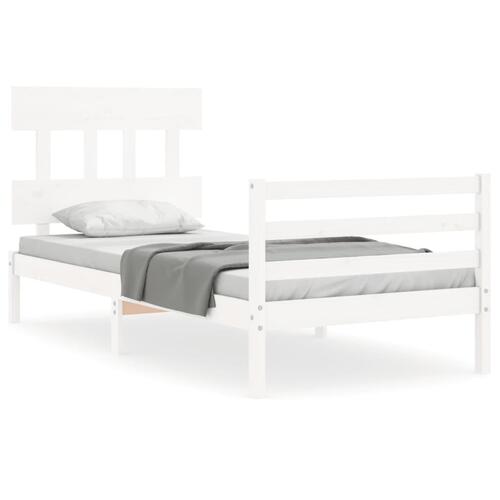 Sengeramme med sengegavl 90x200 cm massivt træ hvid
