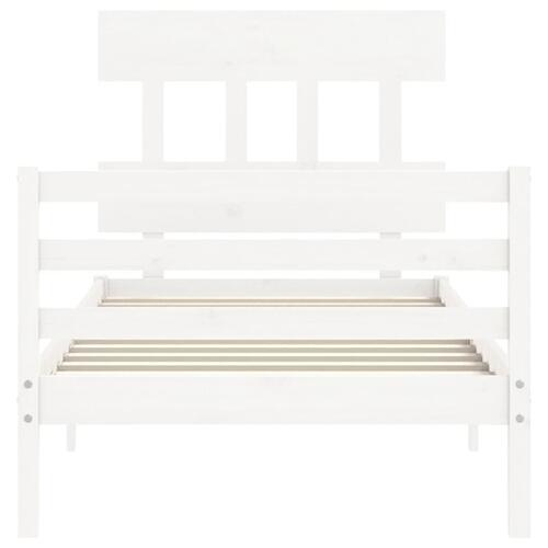 Sengeramme med sengegavl 90x200 cm massivt træ hvid
