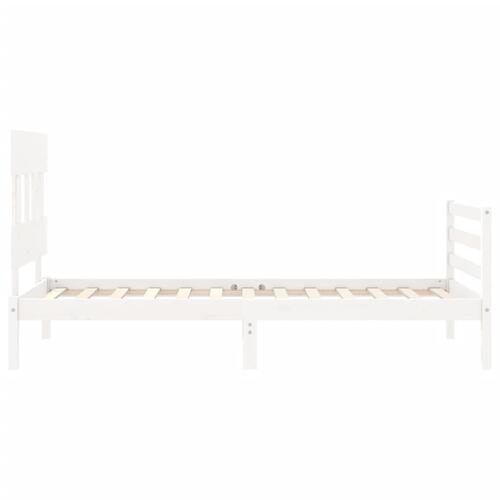 Sengeramme med sengegavl 90x200 cm massivt træ hvid