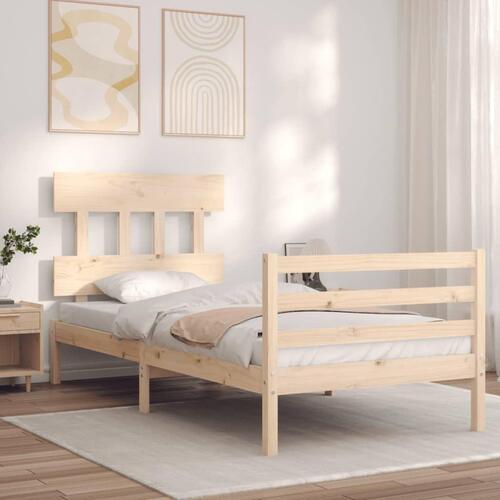 Sengeramme med sengegavl 90x200 cm massivt træ