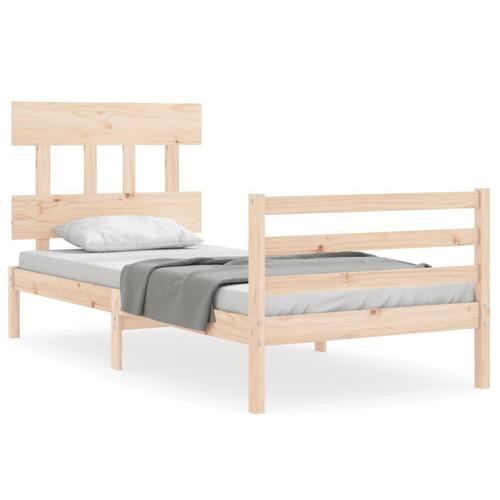 Sengeramme med sengegavl 90x200 cm massivt træ