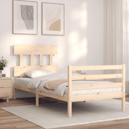 Sengeramme med sengegavl 90x200 cm massivt træ