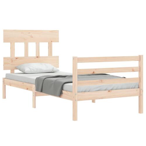Sengeramme med sengegavl 90x200 cm massivt træ