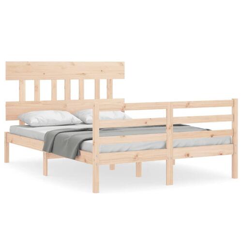 Sengeramme med sengegavl 120x200 cm massivt træ hvid