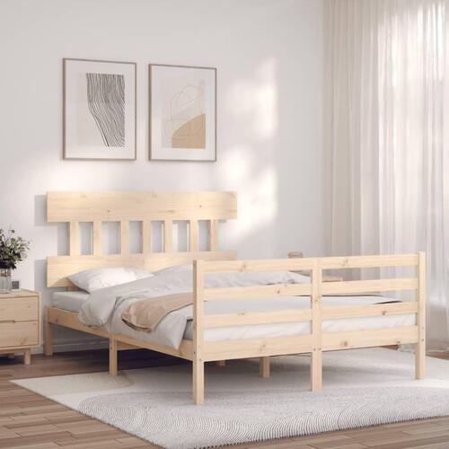 Sengeramme med sengegavl 120x200 cm massivt træ hvid