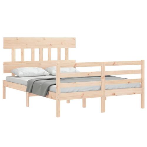 Sengeramme med sengegavl 120x200 cm massivt træ hvid