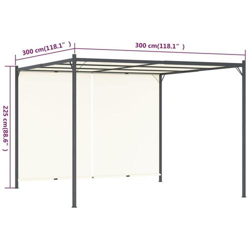 Pergola med justérbart tag 3x3 m stål cremefarvet