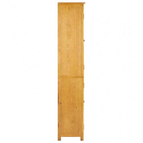 Bogreol med 4 låger 90x35x200 cm massivt egetræ og glas