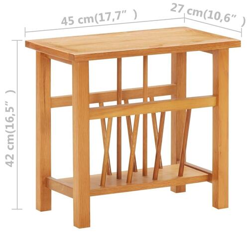 Magasinstativ 45x27x42 cm massivt egetræ