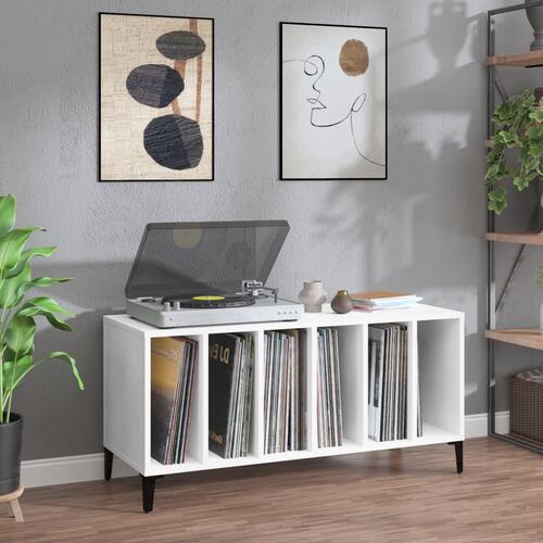 Vinylskab 100x38x48 cm konstrueret træ hvid