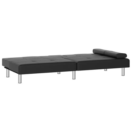 Sovesofa med kopholdere kunstlæder sort