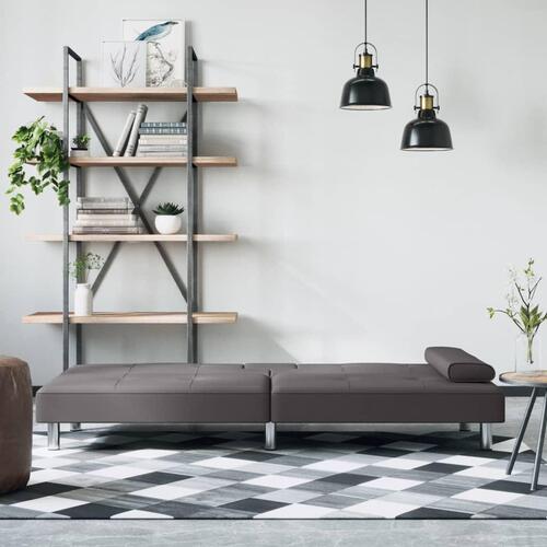 Sovesofa med kopholdere kunstlæder grå
