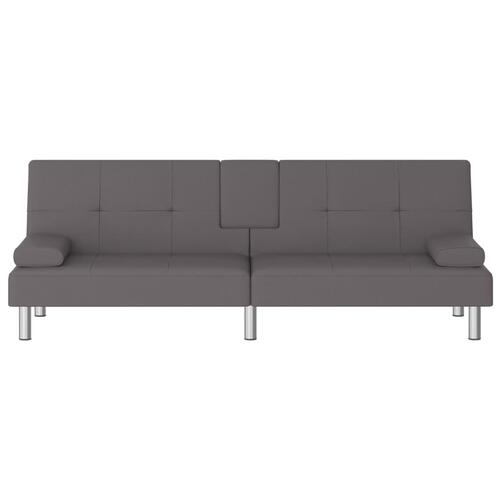Sovesofa med kopholdere kunstlæder grå