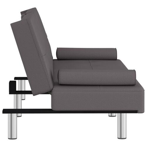 Sovesofa med kopholdere kunstlæder grå