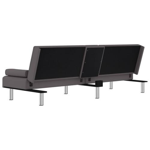 Sovesofa med kopholdere kunstlæder grå