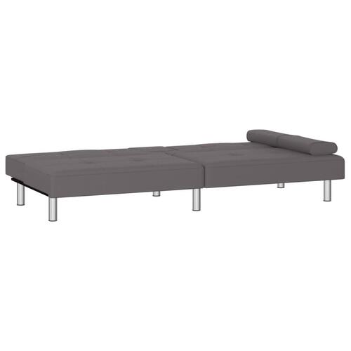 Sovesofa med kopholdere kunstlæder grå