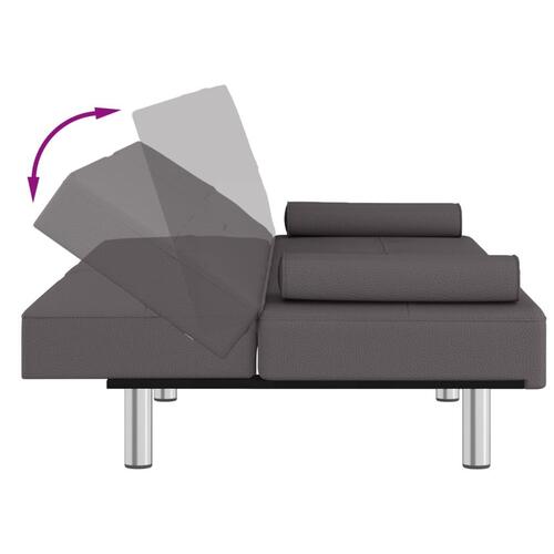 Sovesofa med kopholdere kunstlæder grå