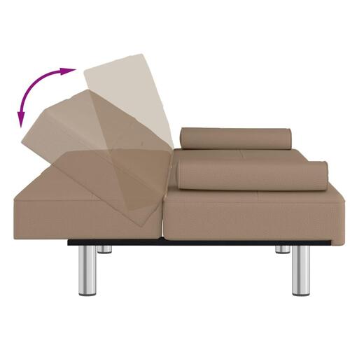 Sovesofa med kopholdere kunstlæder cappuccinofarvet