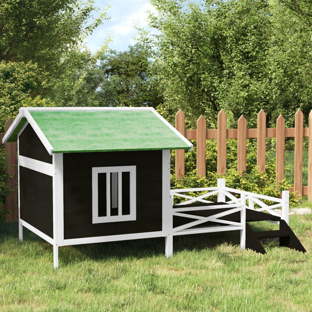Hundehus 159x120x88,5 cm massivt fyrretræ grå