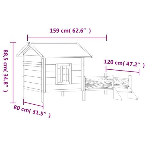 Hundehus 159x120x88,5 cm massivt fyrretræ mokkafarvet