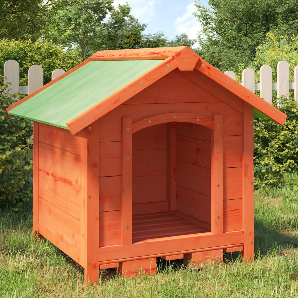 Hundehus 65x65x61,5 cm massivt fyrretræ brun