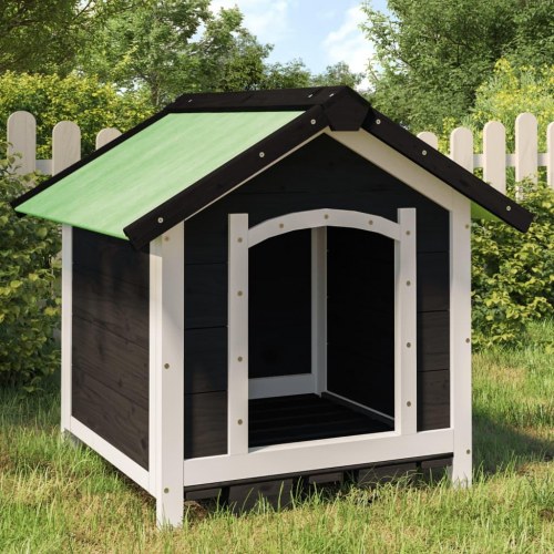 Hundehus 65x65x61,5 cm massivt fyrretræ grå