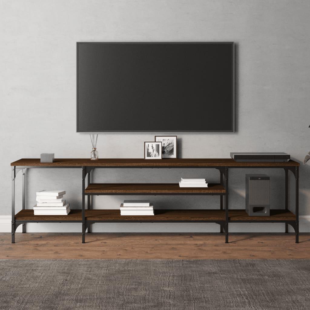 Tv-bord 161x35x45 cm konstrueret træ og jern brun egetræsfarve