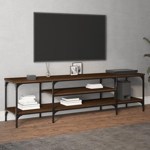 Tv-bord 161x35x45 cm konstrueret træ og jern brun egetræsfarve