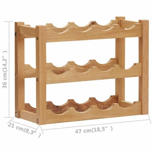 Vinreol til 12 flasker 47x21x36 cm massivt egetræ