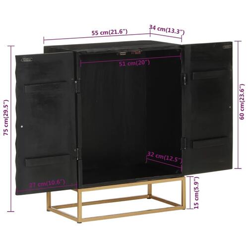 Skænk 55x34x75 cm massivt mangotræ og jern sort