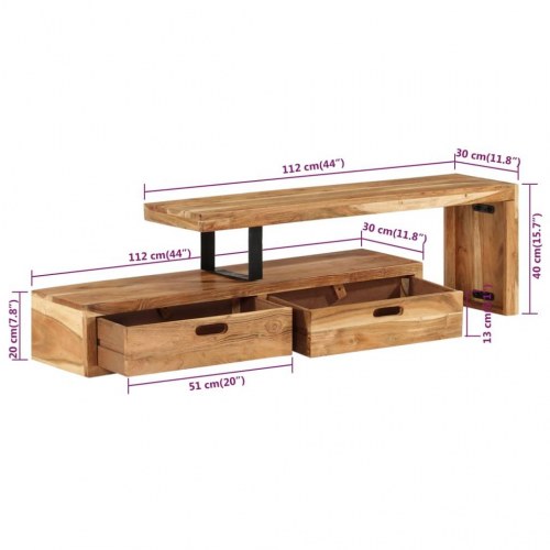 TV-bord i massivt akacietræ med justerbar længde 118-200 × 30 × 40 cm
