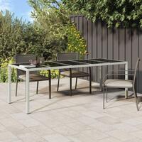 Havebord 250x100x75 cm polyrattan og hærdet glas hvid