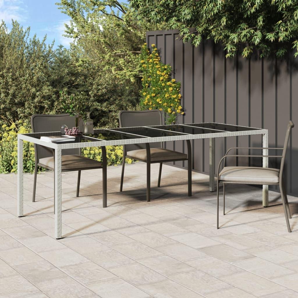 Havebord 250x100x75 cm polyrattan og hærdet glas hvid