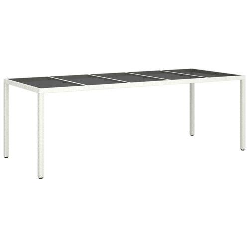 Havebord 250x100x75 cm polyrattan og hærdet glas hvid