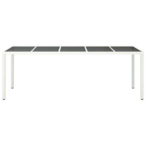 Havebord 250x100x75 cm polyrattan og hærdet glas hvid