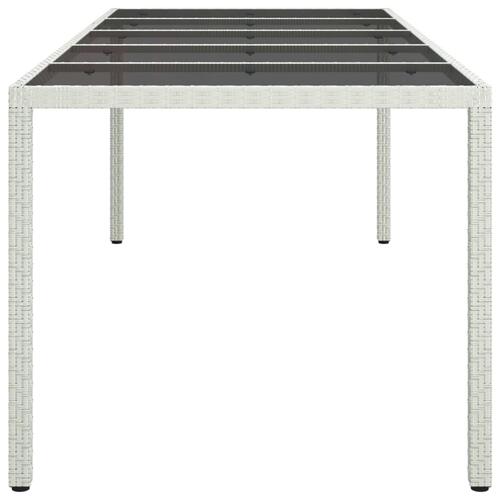 Havebord 250x100x75 cm polyrattan og hærdet glas hvid