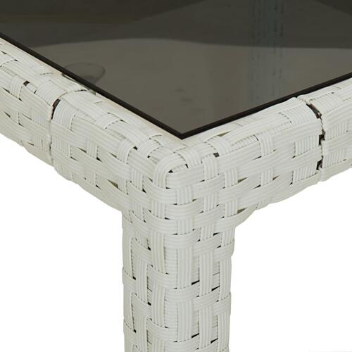 Havebord 250x100x75 cm polyrattan og hærdet glas hvid