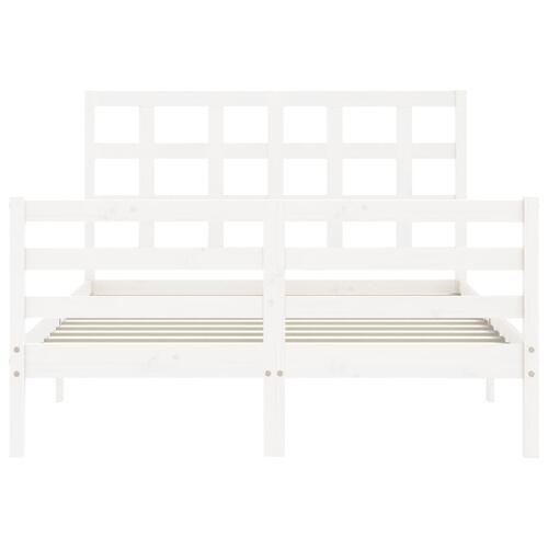 Sengeramme med sengegavl 140x190 cm massivt træ hvid