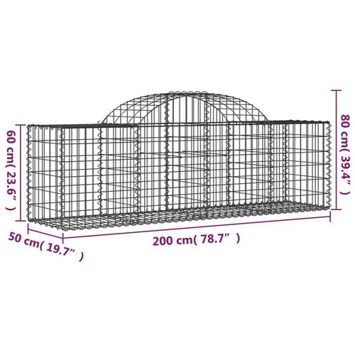 Buede gabionkurve 50 stk. 200x50x60/80 cm galvaniseret jern