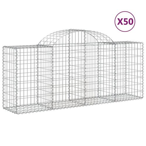 Buede gabionkurve 50 stk. 200x50x80/100 cm galvaniseret jern