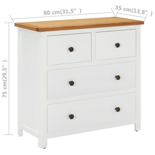Kommode 80x35x75 cm massivt egetræ
