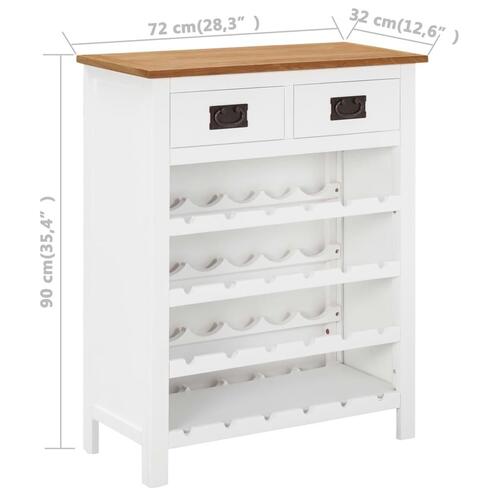 Vinskab 72x32x90 cm massivt egetræ