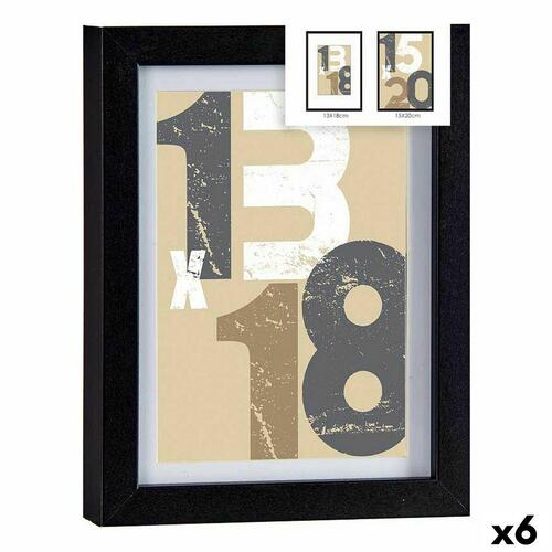 Fotoramme 18 x 23 x 2,5 cm Sort Glas Træ MDF (6 enheder)