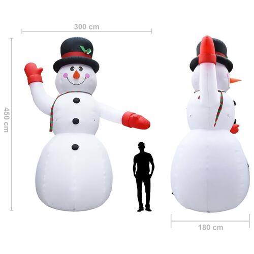 Oppustelig snemand med LED IP44 450 cm XXL