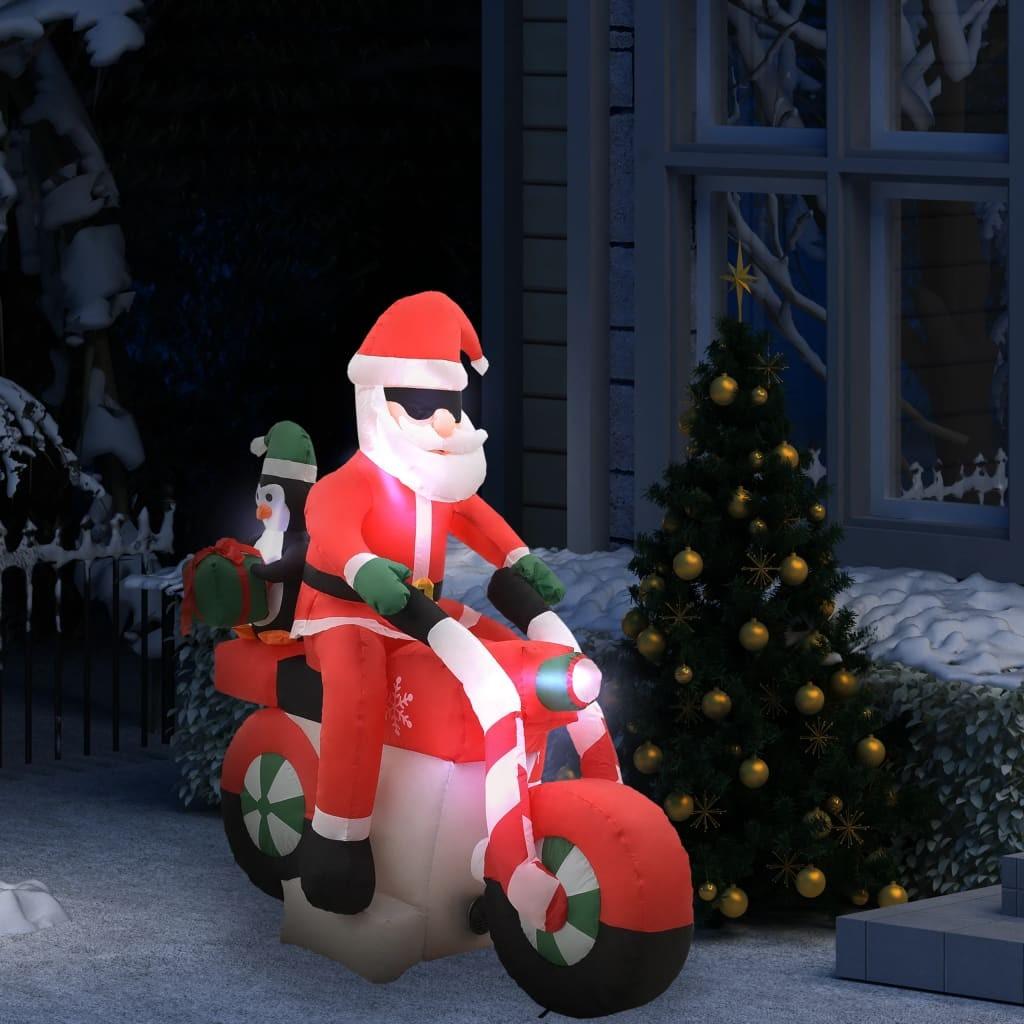 Oppustelig julemand på motorcykel LED IP44 160 cm