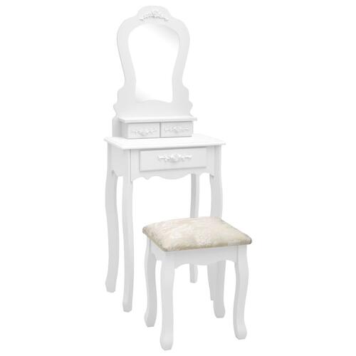 Sminkebordssæt med taburet 50x59x136 cm kejsertræ hvid