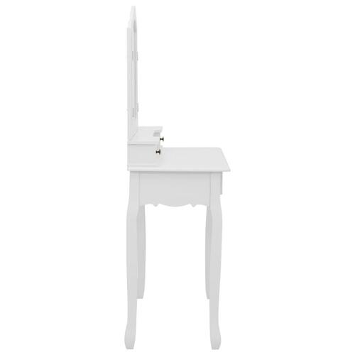 Sminkebordssæt med taburet 80x69x141 cm kejsertræ hvid